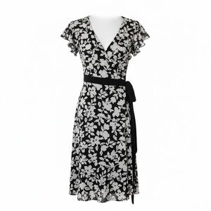 Floral Black and White Dress